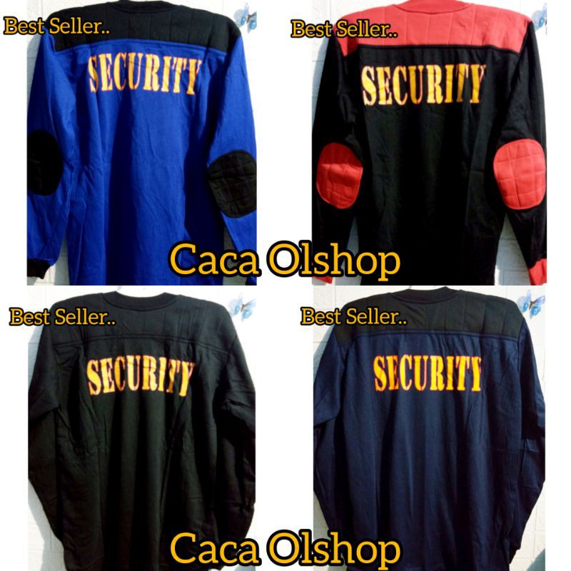 Baju Seragam Kaos Satpam Security Model Penembak Siku Bahu Busa Bantalan Tangan Lengan Panjang Tebal