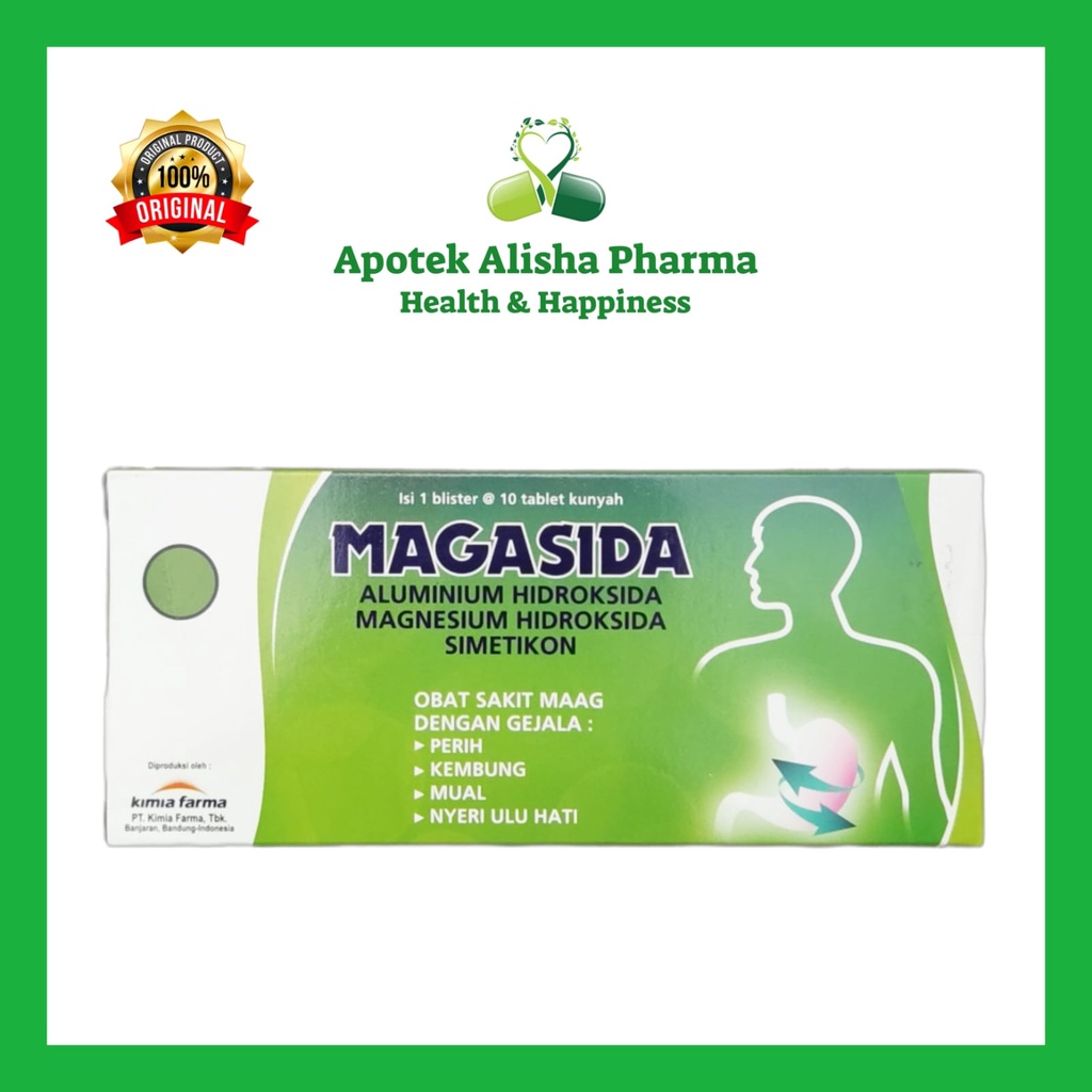 Magasida Tablet Kunyah(Strip 10tablet)-Obat Maag/Mual/Perih/Kembung/Nyeri Uluhati