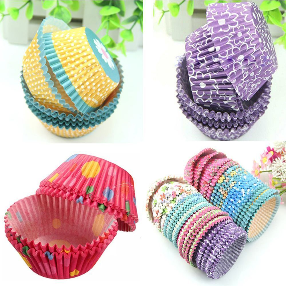 REBUY Cute Cake Bun Baking Cupcake Wrapper Greaseproof Party Mini Cases Case Paper/Multicolor