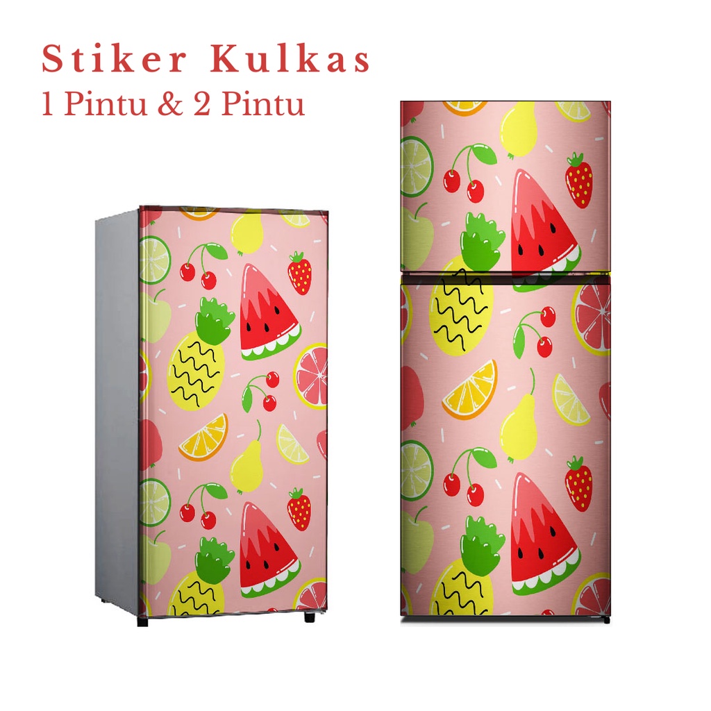 Stiker kulkas 1 pintu dan Stiker Kulkas 2 pintu motif Buah Kode B-H1 - FX