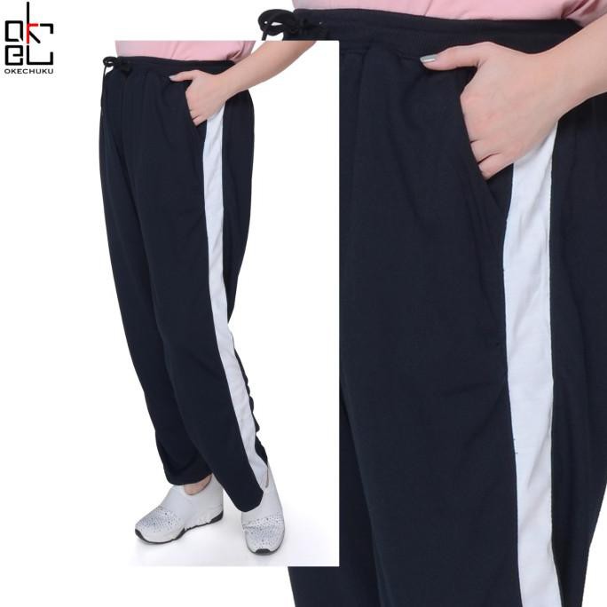 Okechuku VERO BIGSIZE Celana Joger Wanita Jumbo Celana Training Wanita - Hitam Putih