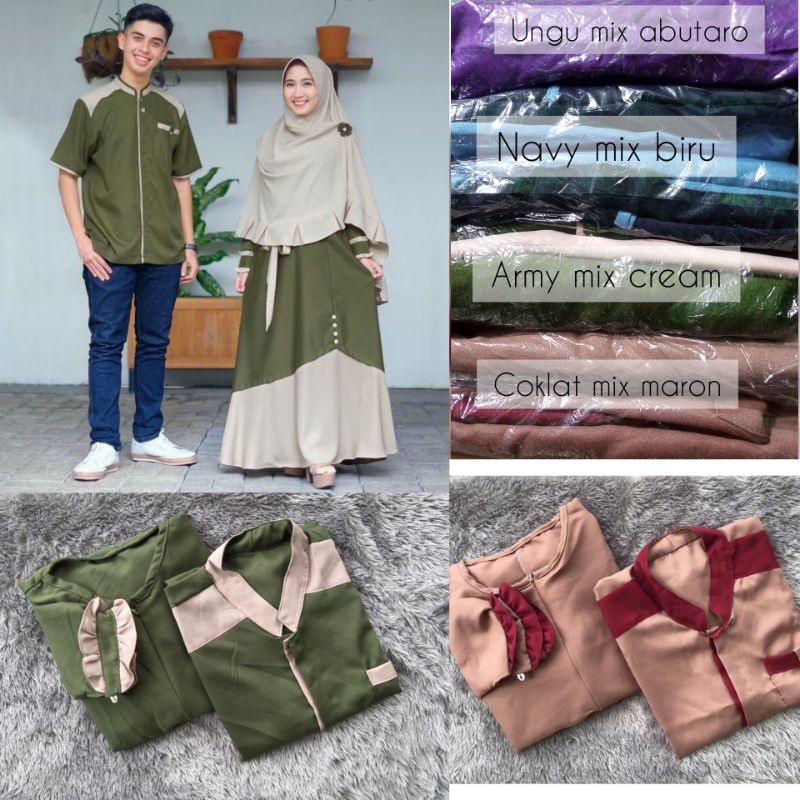GAMIS COUPLE KARITA PLUS HIJAB BAHAN ITYCREPE