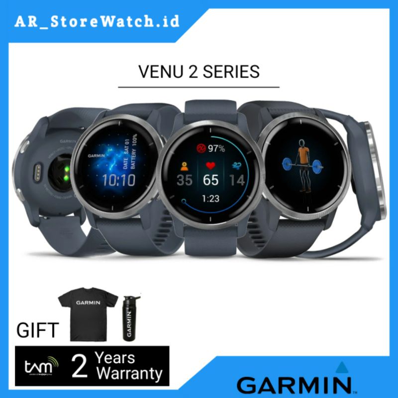 GARMIN Venu 2S / Venu 2 S Slate GPS Smartwatch Musik Jam Tangan Garmin Original Garansi Tam 2 Tahun