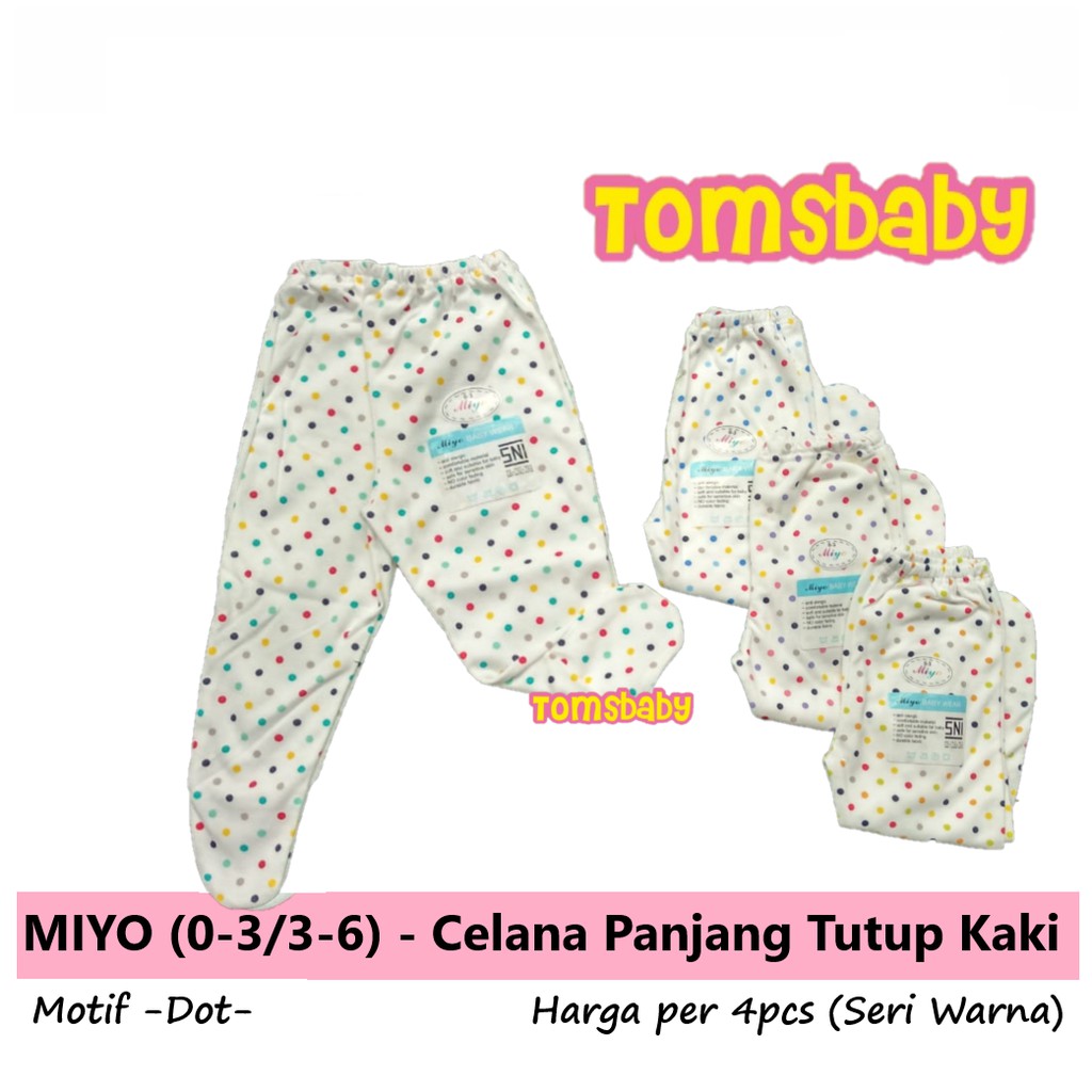 [TOMS] MIYO (3pcs/4pcs) Celana Panjang Tutup Kaki DOT (0-3bln / 3-6bln)