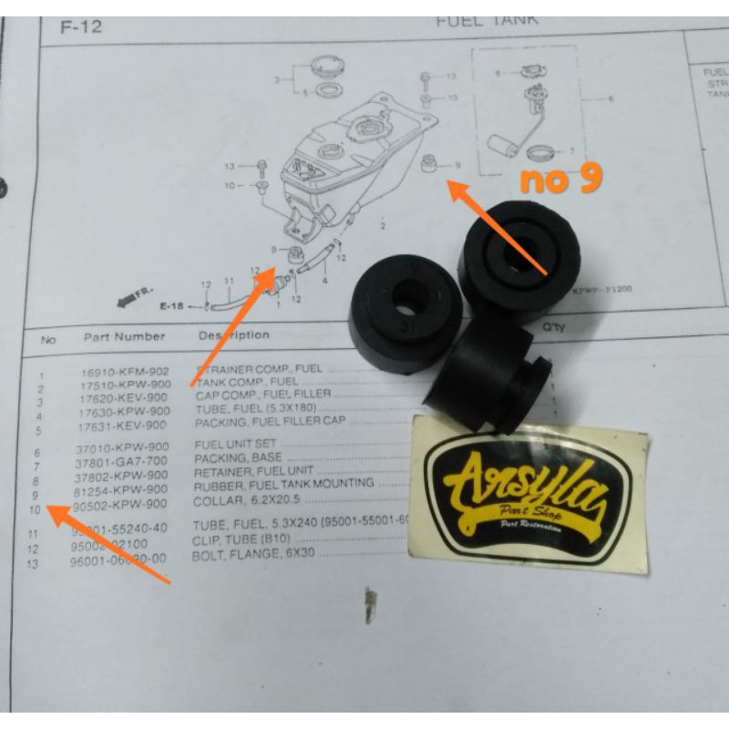 Karet ganjal Tangki bagasi rangka Original Honda Kirana supra 125 karisma revo blade supra fit new