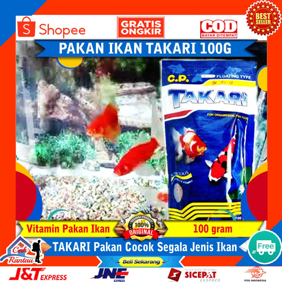 

Pakan Ikan Hias Mas Koi Lele Aquarium Pakan Pelet Makanan ikan Topbrand TakariFishfood 100 gram