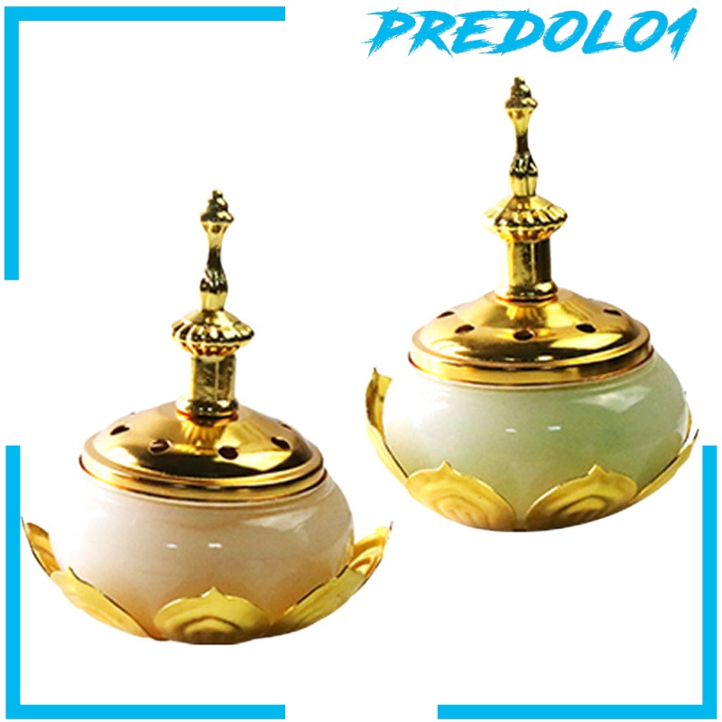 [PREDOLO1] Lotus Incense Burner with Removable Lid Cone Coil Holder Censer Ornament Indoor Bedroom Meditation