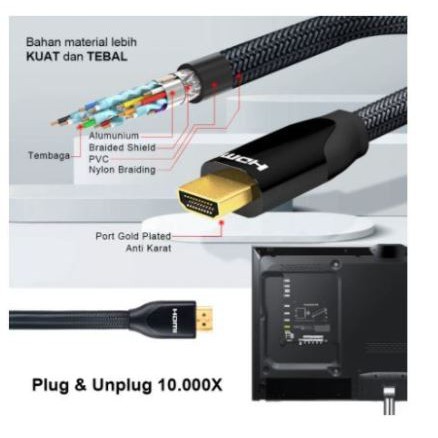 Kabel hdtv 2.0 px 3m gold 4k 2k 60hz ethernet hdr dolby hd2-3mx - Cable hdmi 3 meter male-male 3d uhd
