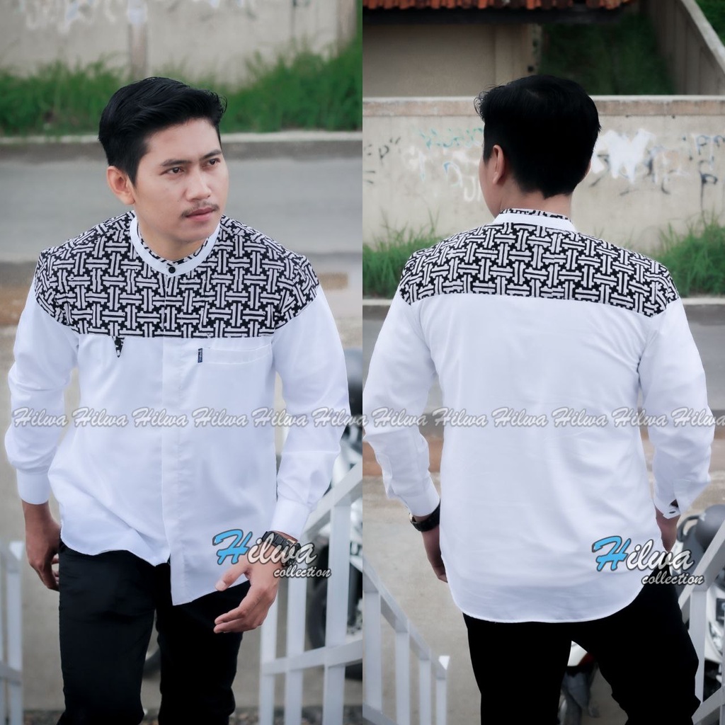 BAJU KOKO ORIGINAL HILWA MOTIF FALCON PUTIH