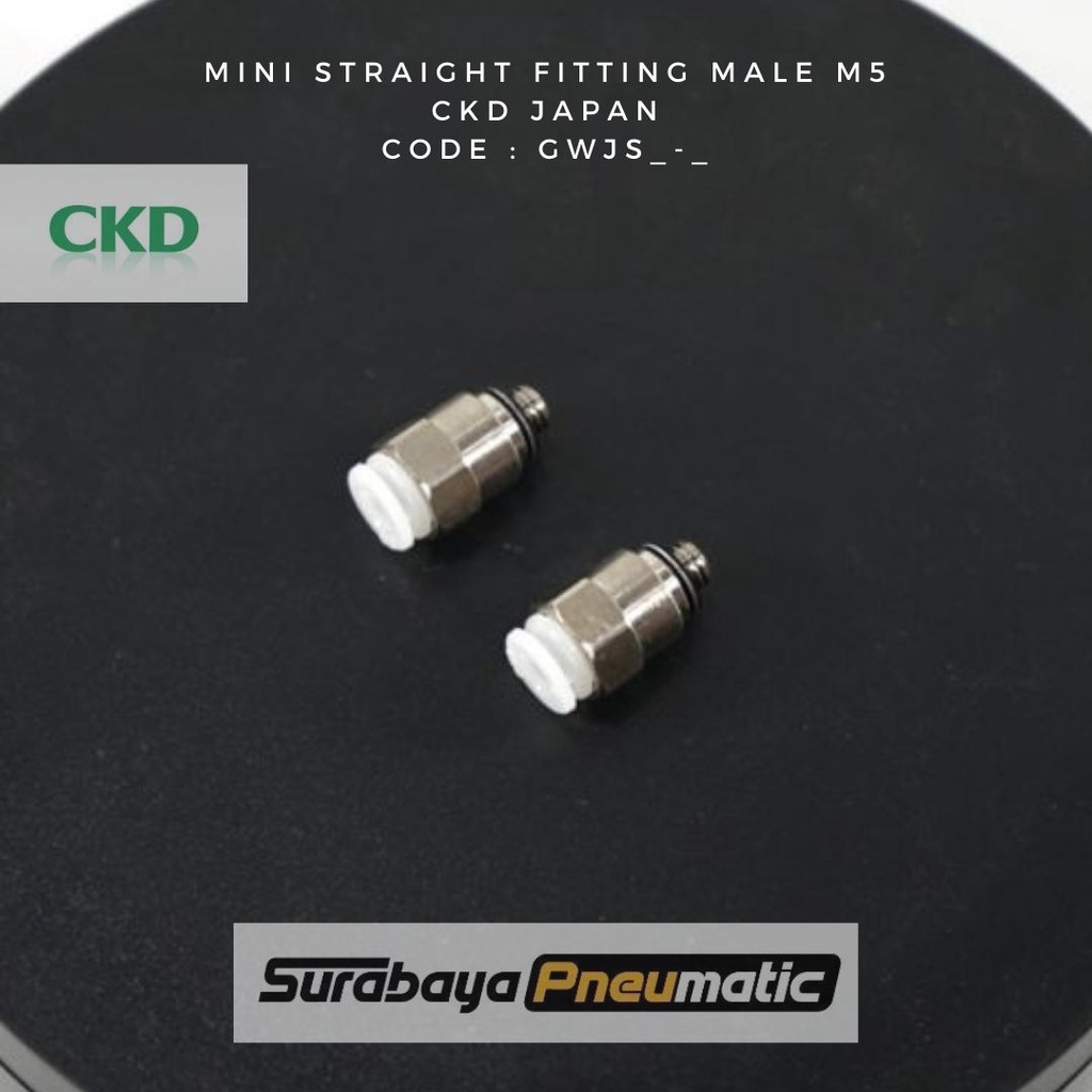 CKD - Mini Fitting Lurus Drat Male - GWJS4-M5 (OD4mm, Drat M5)