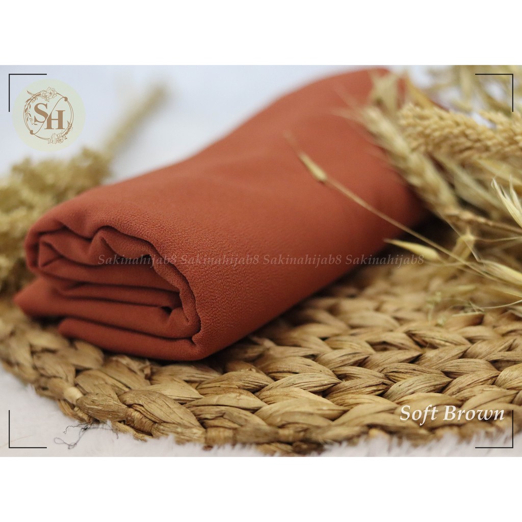 PROMO Pashmina Ceruty Babydoll 200x75 cm jahit tepi CHAPTER1-Soft Brown