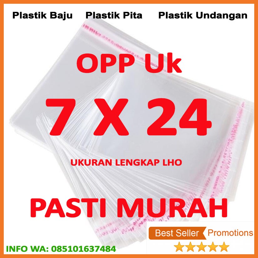 

OPP LEM PLASTIK KACA 7 X 24 DVD Bakery Undangan Roti Amplop Angpao Isi 100 Lembar