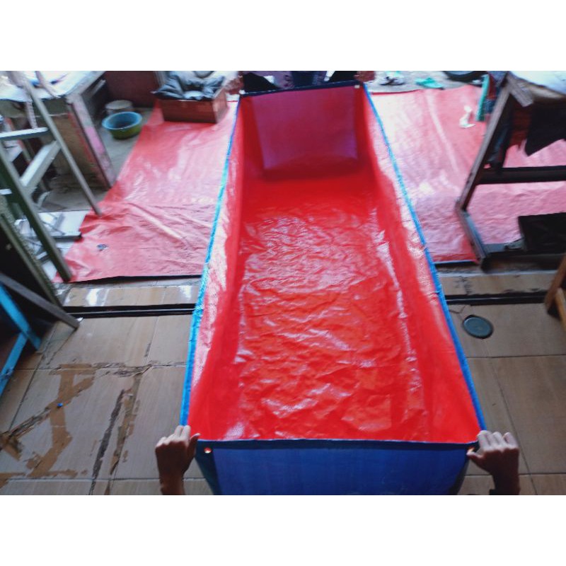 terpal kolam ikan bentuk kotak TYPE A12 kualitas terbaik ukuran panjang 150 lebar 50 tinggi 50