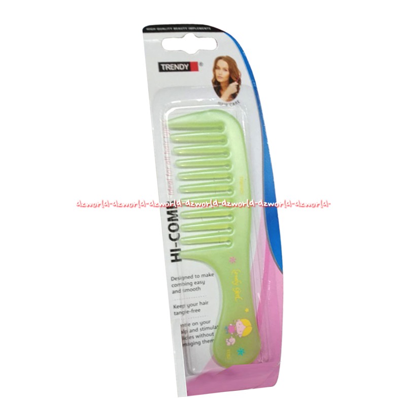 Trendy Hi-Comb Sisir Kecil Gigi Jarang Trendi Orange Hijau Dengan Tangkai Pegangan Comb With Handle Trendy Hi Comb Trendi