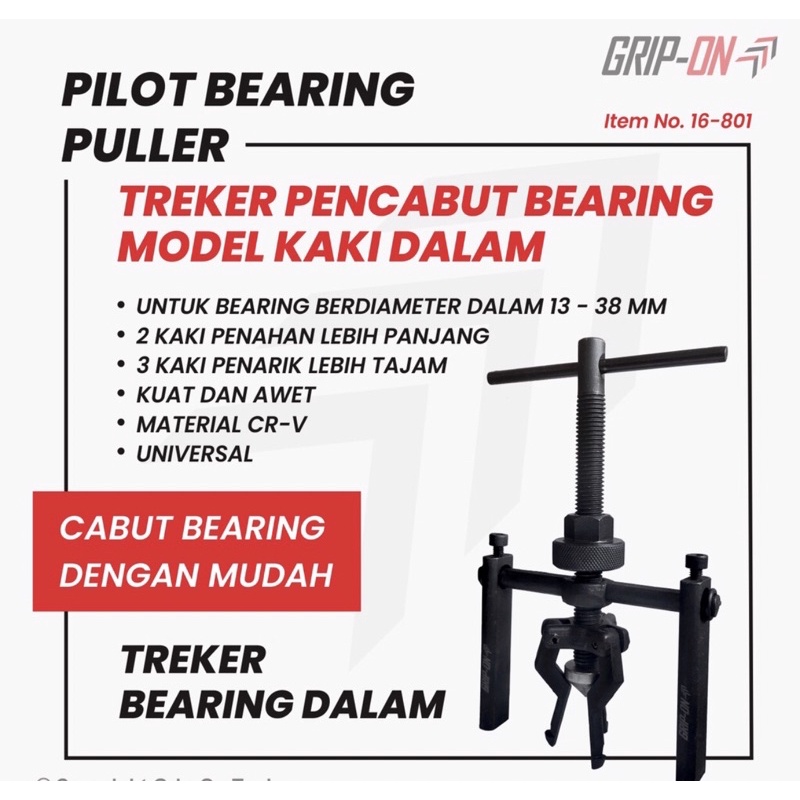 GRIP ON TREKER BEARING DALAM 13-38 MM PILOT BEARING PULLER/ ALAT PENCABUT BEARING DALAM