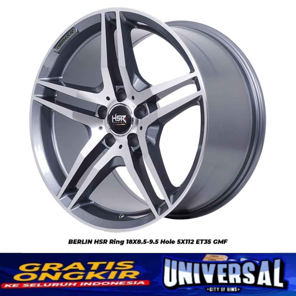 VELG RACING CELONG PALANG BINTANG BERLIN HSR R18X85/95 H5X112 ET35 GMF UNTUK AUDI MERCEDES PORSHE MI