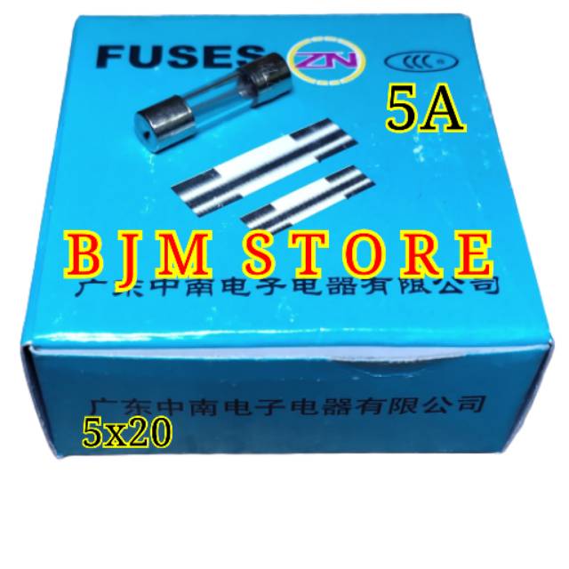 FUSE SEKRING KACA TABUNG KECIL 5A -  FUSE KACA 5 AMPERE - 1 KOTAK 100PCS