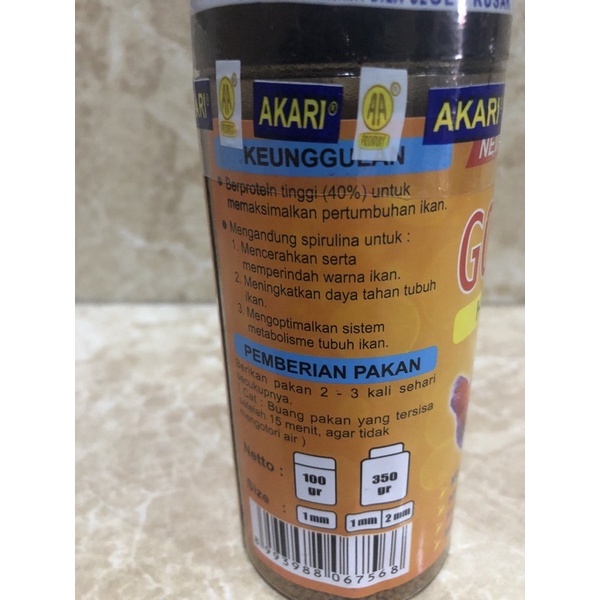 PELET AKARI GOLDFISH HI GROWTH 100GR PELLET GOLD Makanan Ikan Mas Koki