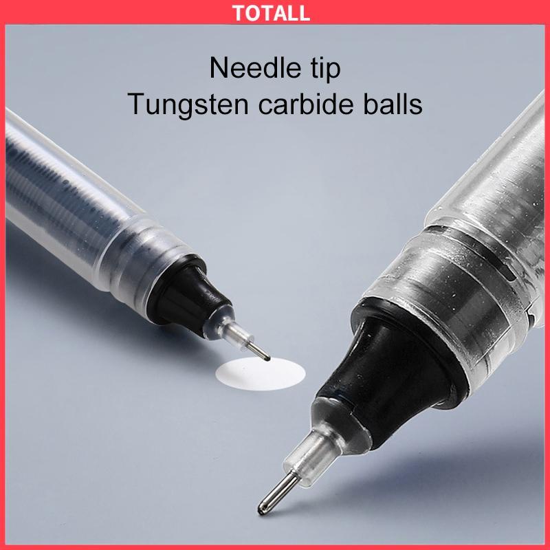 COD 0.5mm Tip Lurus Cair Roller Ball Pen Kantor Tabung Jarum Penuh Siswa Ujian Gel Pena-Totall