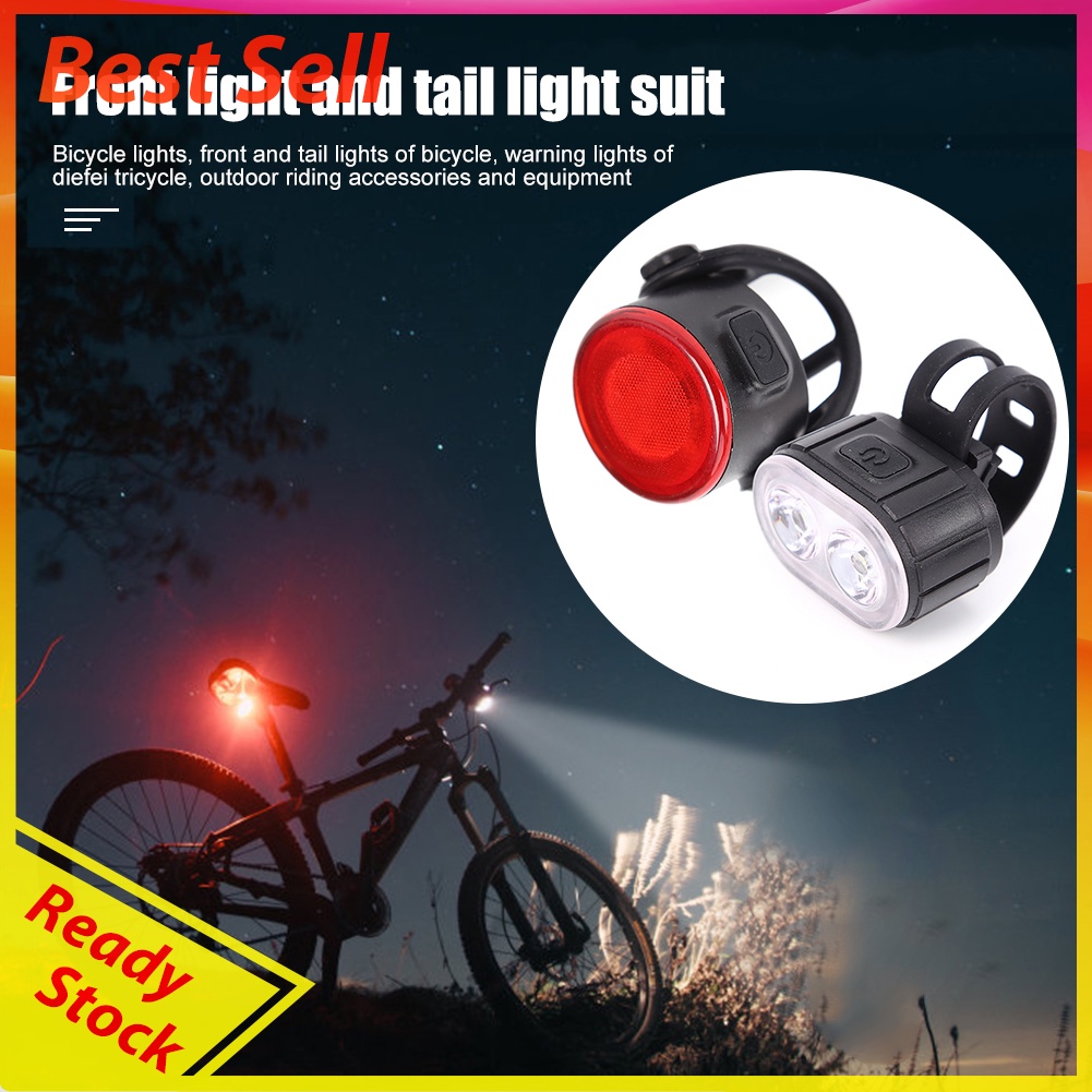 Bicycle Front Rear Lights Set Bike USB Waterproof LED Taillight Headlight