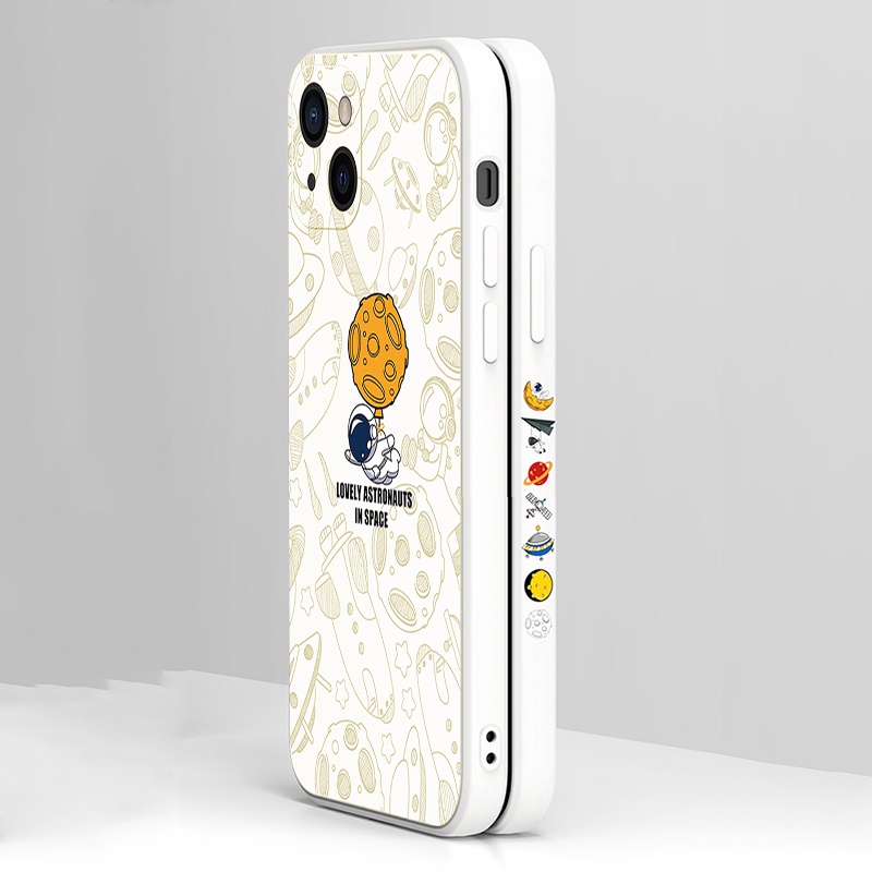 Casing Silikon iPhone 13 Pro MAX 12 Pro MAX 11 Pro MAX X XS MAX XR 7 Plus 8 Plus 6 6s Plus Motif Astronot Klasik