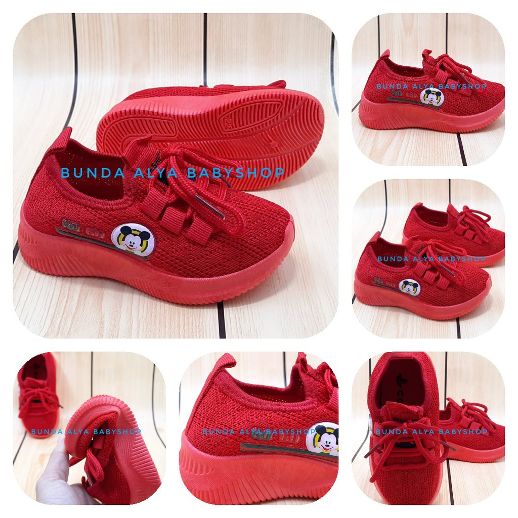 Sepatu Anak Laki Laki IMPORT Usia 2 Tahunan MERAH Elastis - Sepatu Anak Cowok Lentur Size 22 SALE