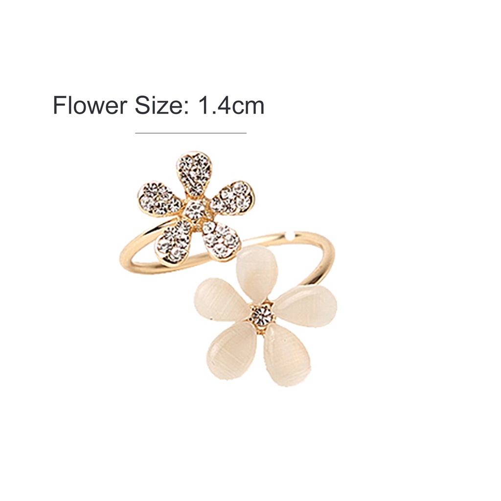 Hu Hu Hu Hu Hu Alat Bantu Pasang Kacamata♡ Cincin Model Terbuka Hias Opal Imitasi Adjustable Ringan Untuk Wanita