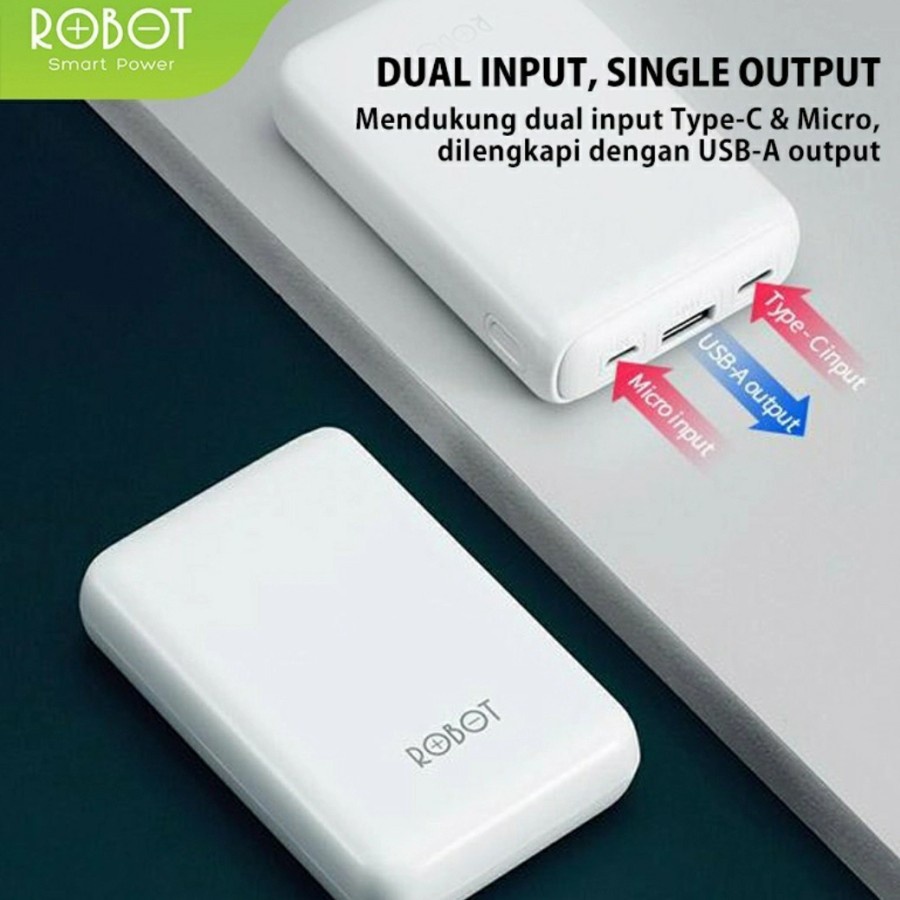 POWERBANK ROBOT RT10 10.000MAH MICRO TYPE C INPUT FLIGHT FRIENDLY