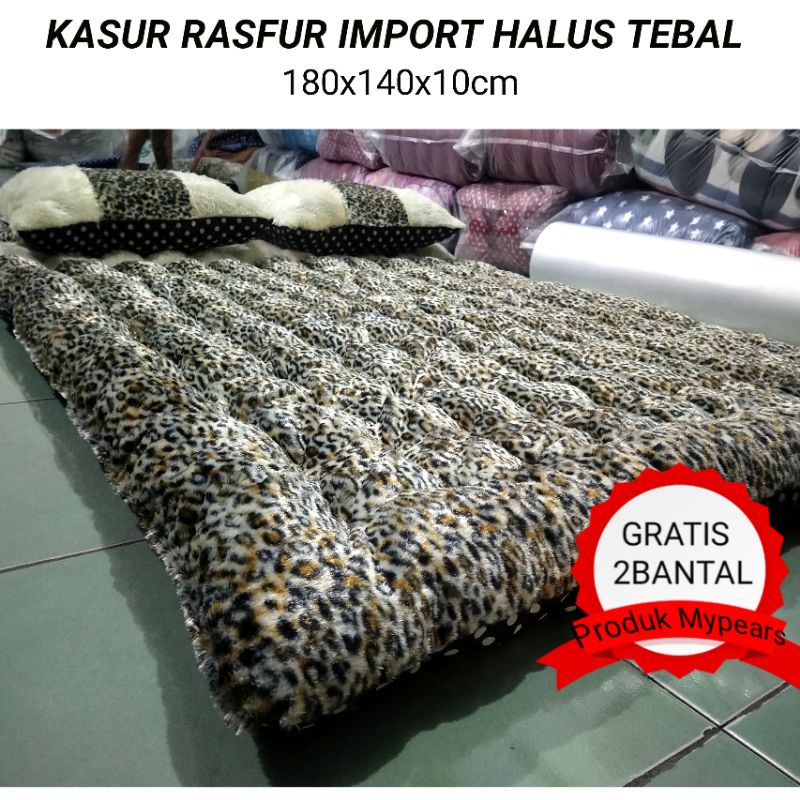 PREMIUM MOTIF LEOPARD Kasur Lantai 180x140x10cm BULU IMPORT TEBAL