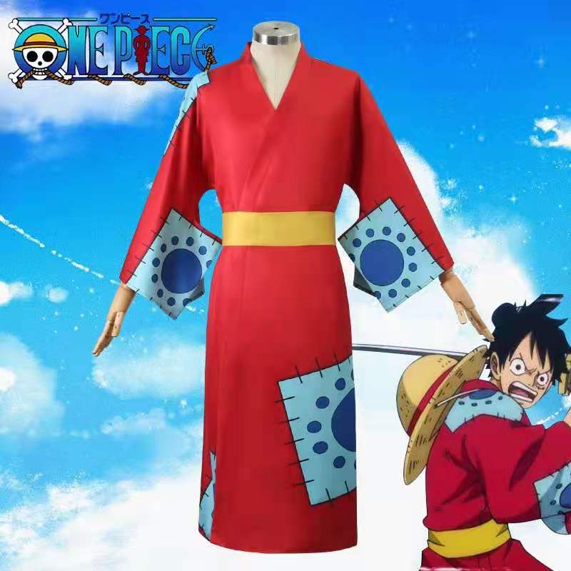 One Piece Wano Country Monkey D. Luffy Cosplay Costume Kimono Outfits Halloween Carnival Suit