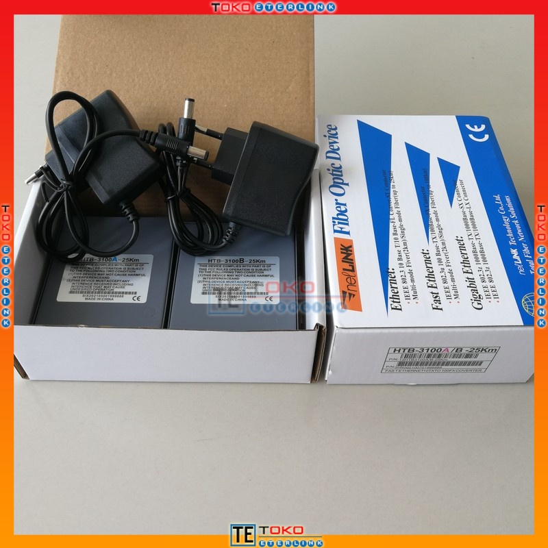 Sepasang HTB-3100 Fiber Optic Media Konverter Single Mode dengan 5V 2A EU Adaptor-6