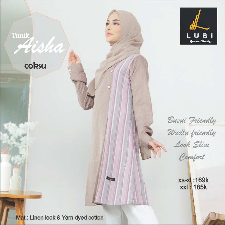 [ SALE ] TERBARU ATASAN LUBI AISHA PINK COKSU TOSKA XS - XXL TUNIK DEWASA CASUAL KERJA KANTOR OOTD K
