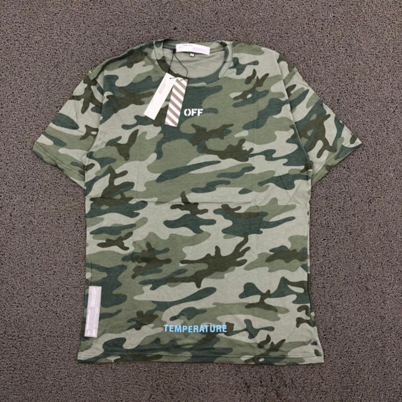 KAOS T-SHIRT OFF WHITE ARMY CAMO DIMENSION PREMIUM QUALITY FULLTAG