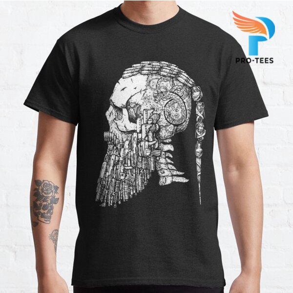 Kaos Baju Bearded Viking Skull Viking Tattoo Ragnar Viking #166