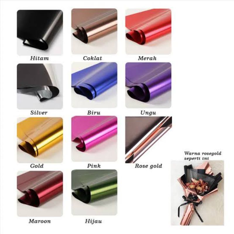 

kertas wrapping bunga | cellophane celophane polos hologram platinum glossy kertas pembungkus bunga