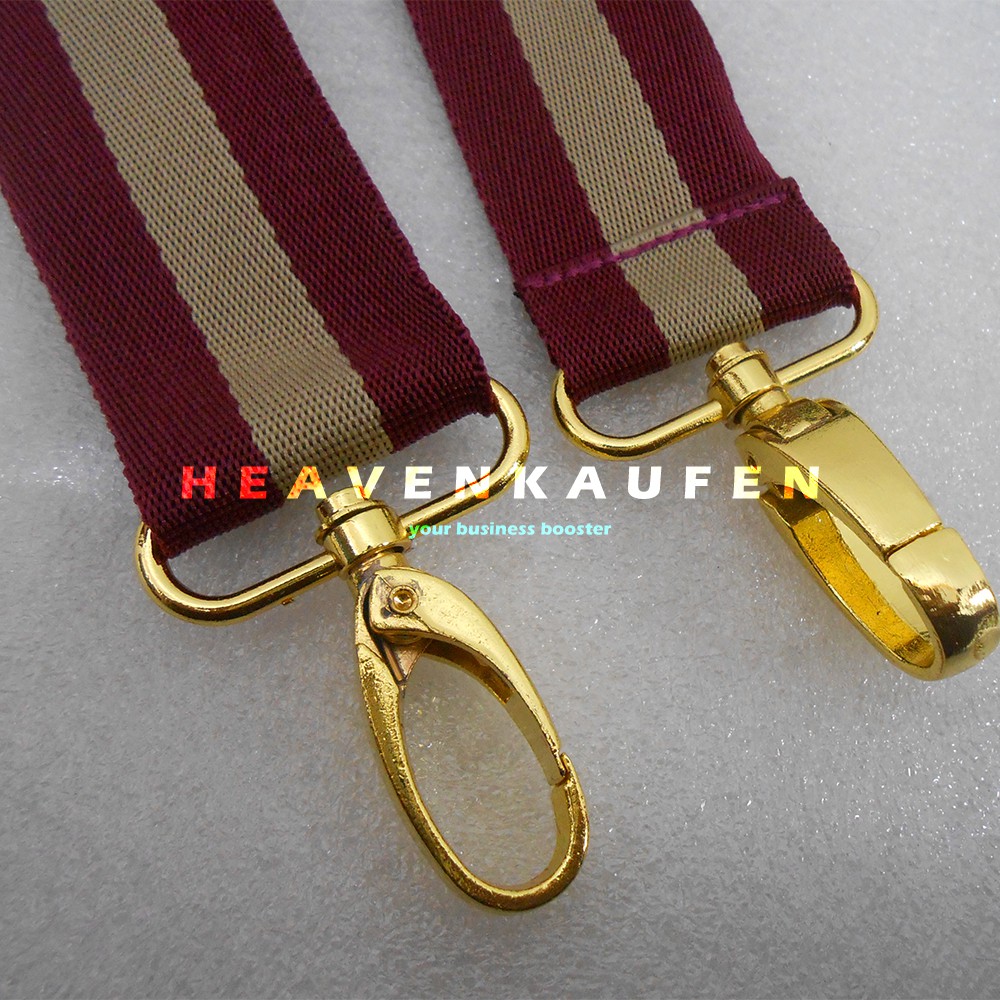 Tali Selempang Tas / Strap Tas Wanita Lebar 3,8 cm Merah Hati Strip Cream Kait Warna Gold Emas