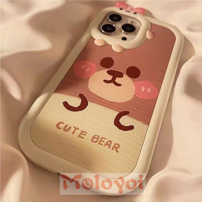 Soft Case TPU Motif Kartun Beruang 3D Untuk iPhone 14 11 13 12 Pro Max 7 8 14 Plus 6 6S XR X XS Max SE 2020 14Pro Max