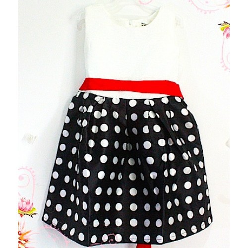 Baju anak perempuan impor reseller/dropship dress polkadot putih 15776