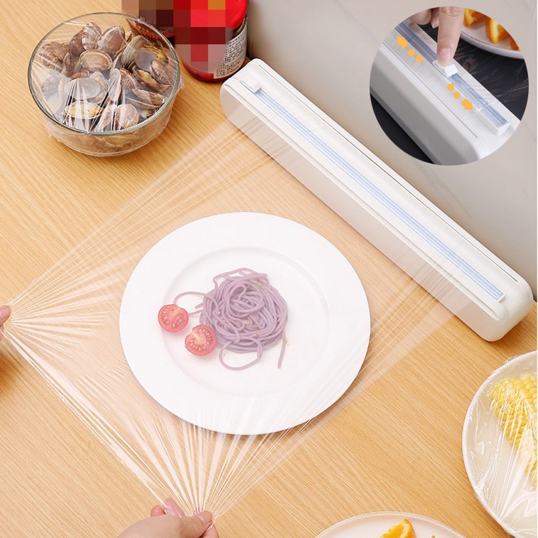 Professional ABS Cling Film Cutter / Adjustable Food Wrap Storage Dispenser