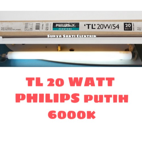 LAMPU TL PHILIPS 20 WATT/54 WARNA PUTIH 6000K