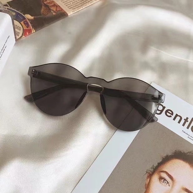 DIKIRIM DARI JAKARTA - Harga murah Kacamata Transparan Port Frameless Tren Pasangan kacamata Simple Kacamata Fashion-13 C11 Abu-abu