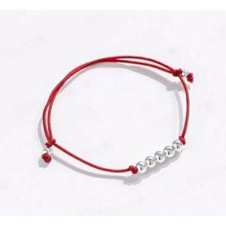 Gelang BTS Jungkook Summer Time/ Gelang Kpop BTS Jungkook 5 SILVER BEADS TALI MERAH