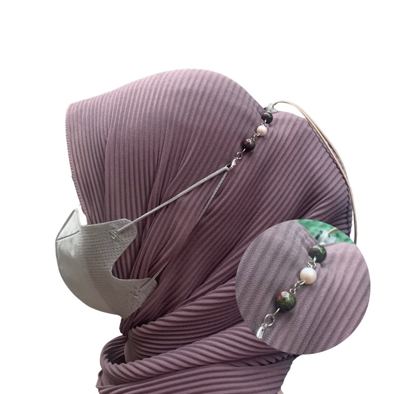 Strap Masker Hijab | Strap Masker 2 in 1 Rantai | Kalung Masker Kristal | Gantungan Masker