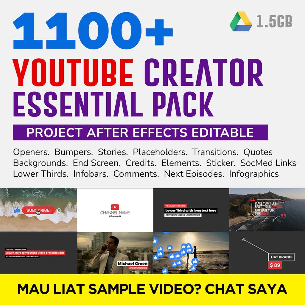 1100+ Youtuber Youtube Essential Pack AE