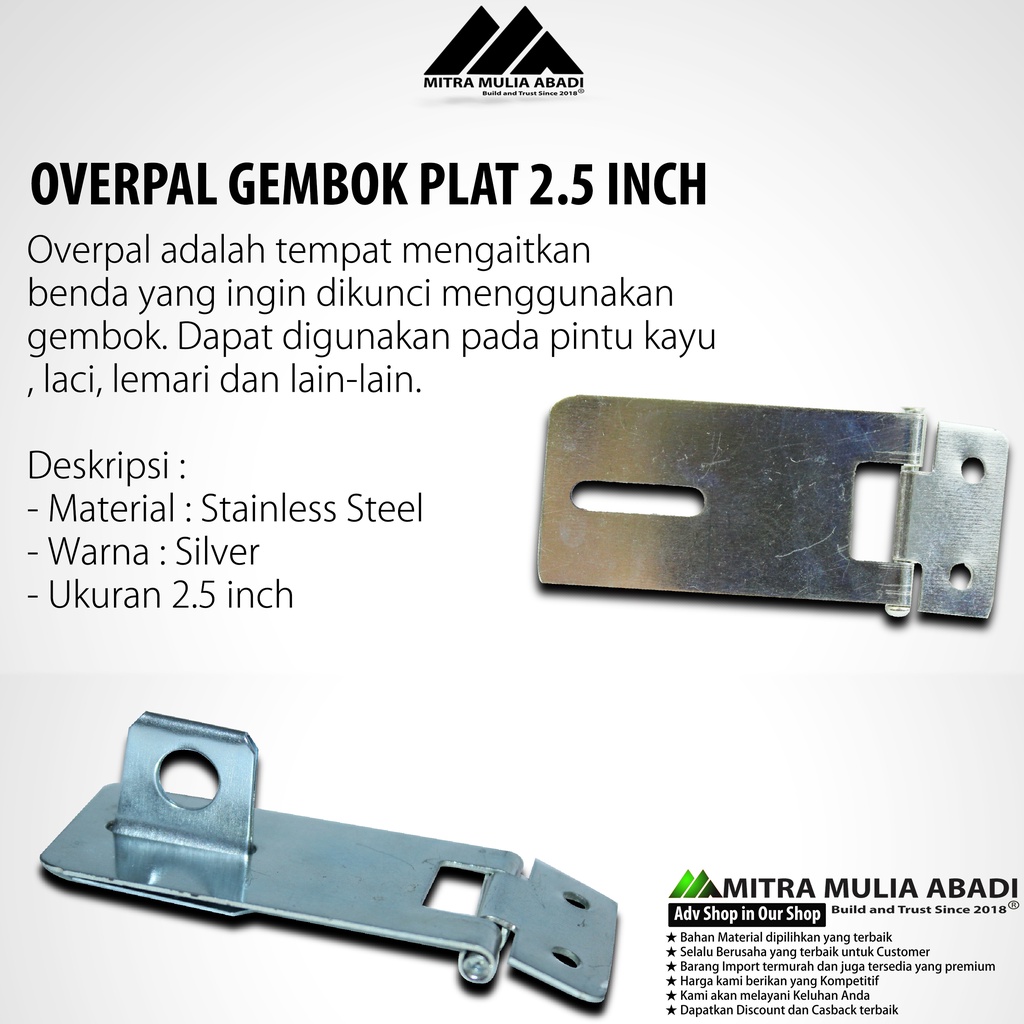 Overpal Slot Grendel 2,5&quot;/engsel gembok 6cm 2,5 inch