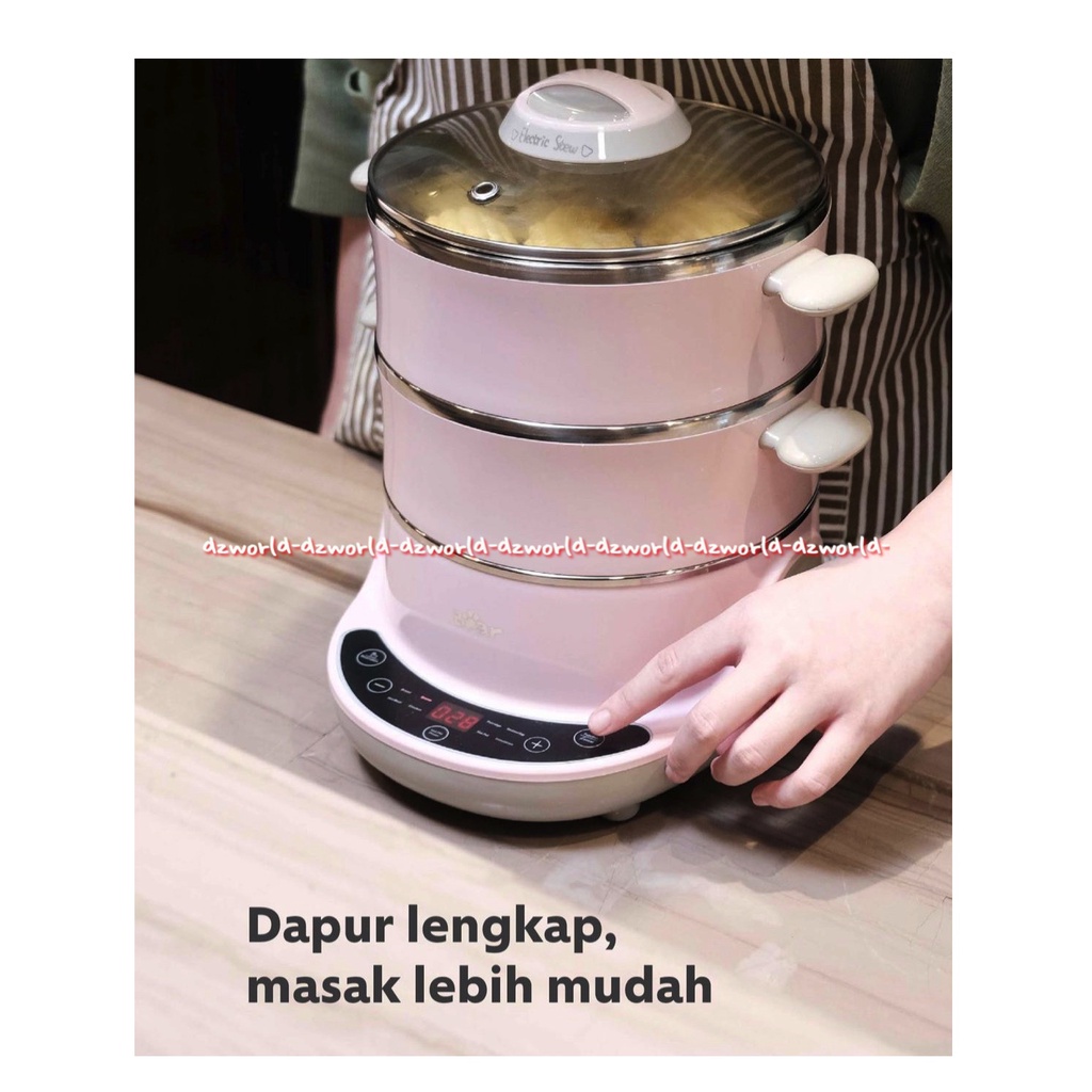 Bear Steamer Pengukus Makanan 3 Susun Alat Kukus Serbaguna Daya 4L Pemanas Makanan Food Prosessor