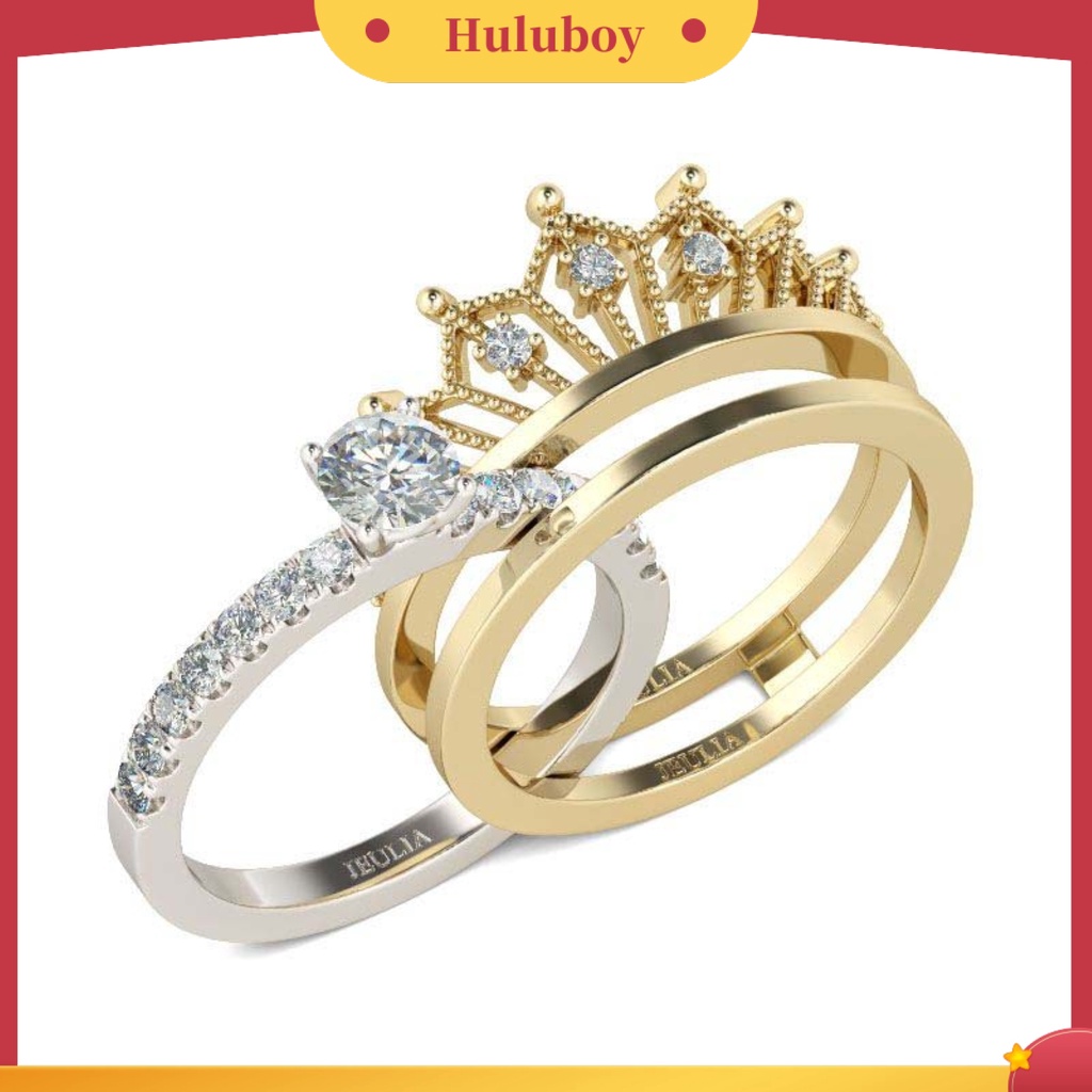 Hu Hu Hu Hu Hu Alat Bantu Pasang Kacamata♡ Cincin Bentuk Mahkota Hiasan Berlian Imitasi Untuk Pengantin Wanita