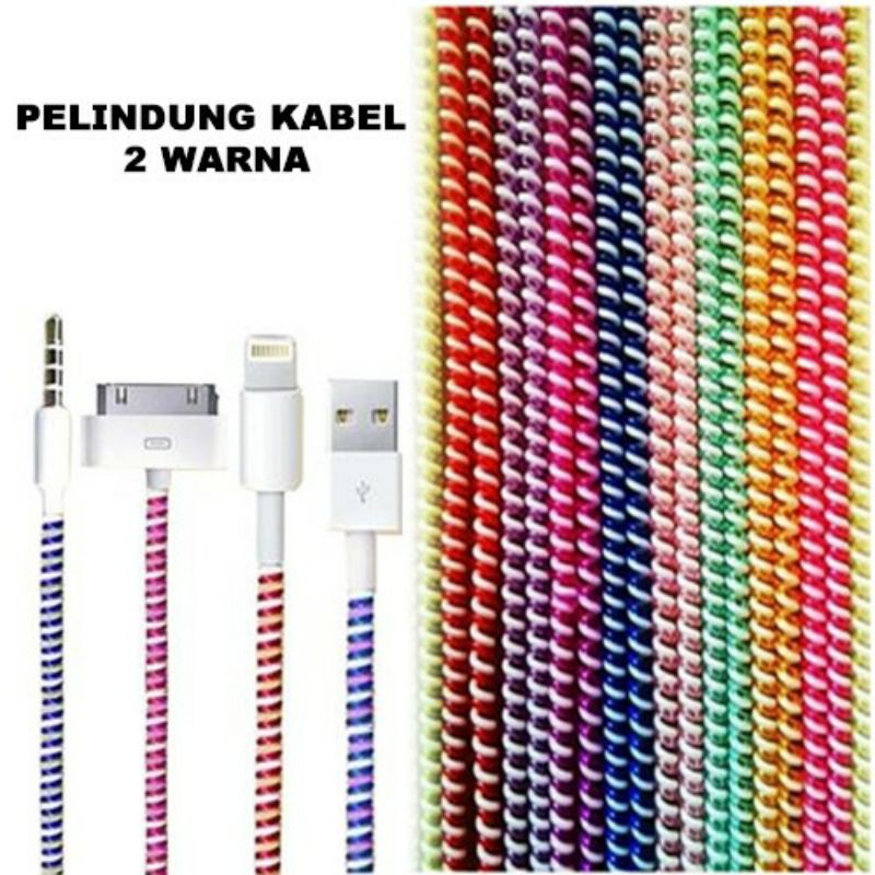 twotone pelindung kabel spiral 2warna cord cable protector pelapis 2 warna two tone