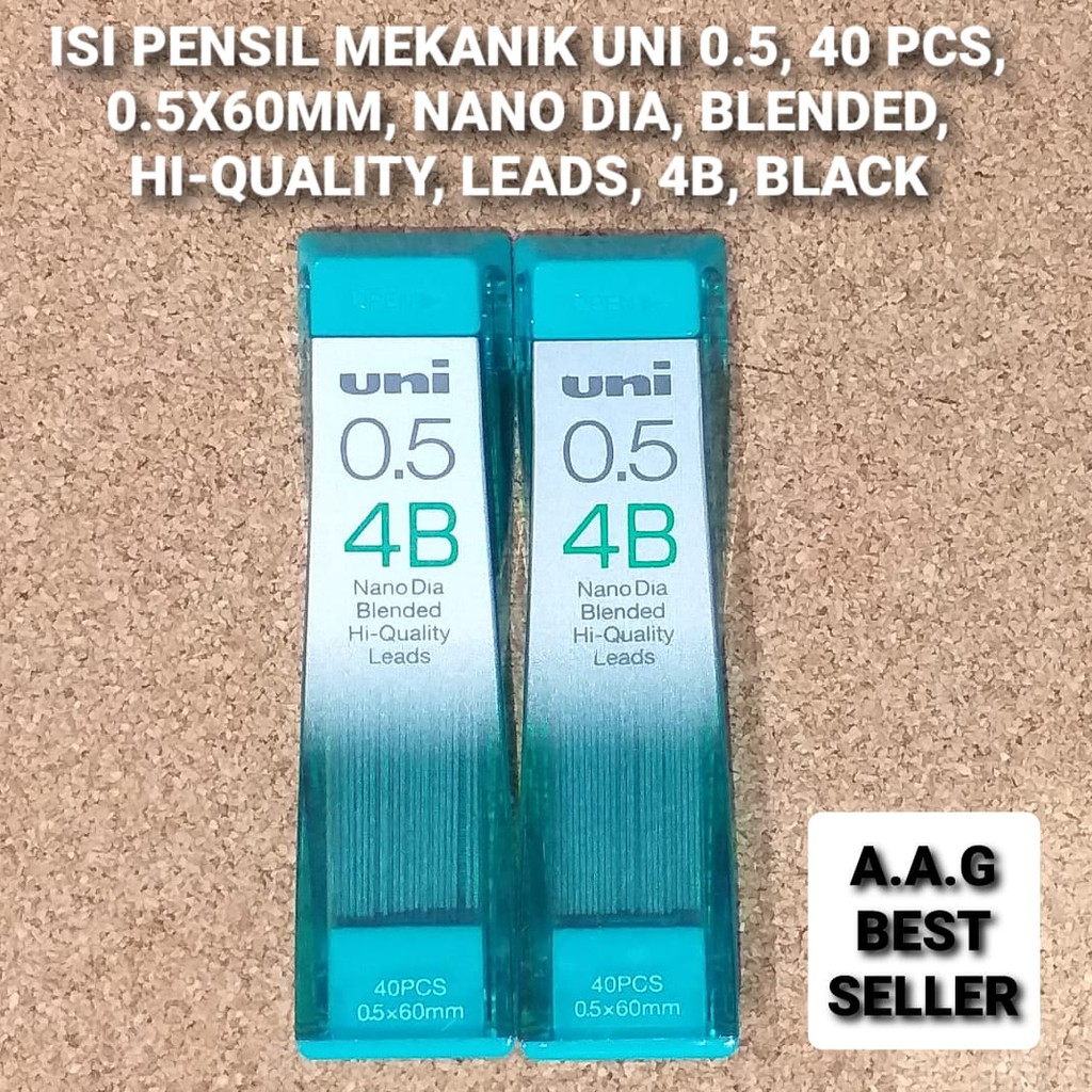 ISI PENSIL MEKANIK UNI 0.5, 40 PCS, 4B, BLACK