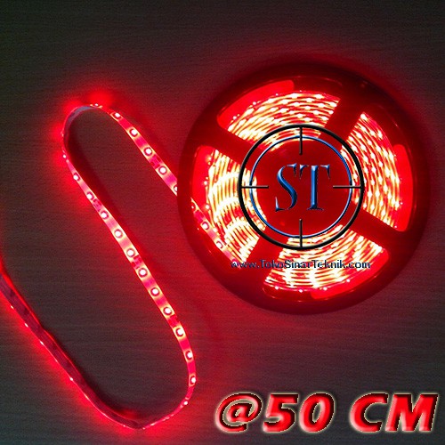 Led Strip Tempel Anti Air 1 Meter 60 Led 3528 Merah Plus 3M Stricker  Input DC 12V Lampu Mobil Motor  Harga Untuk 50cm